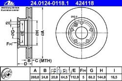 ATE Disques 280mm + Revêtements Avant pour VW T4 Transporter, Multivan Bus Boîte